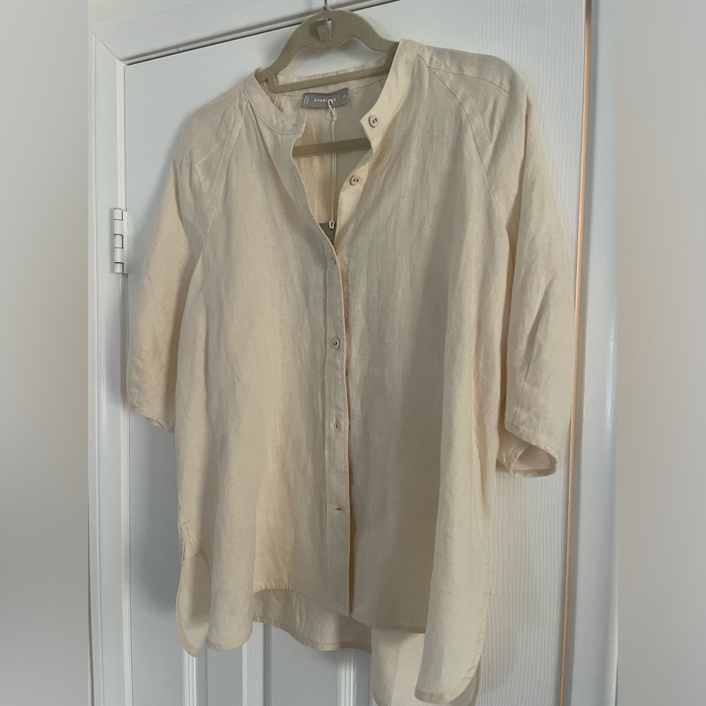 Everlane Linen Puff Sleeve Top in Canvas